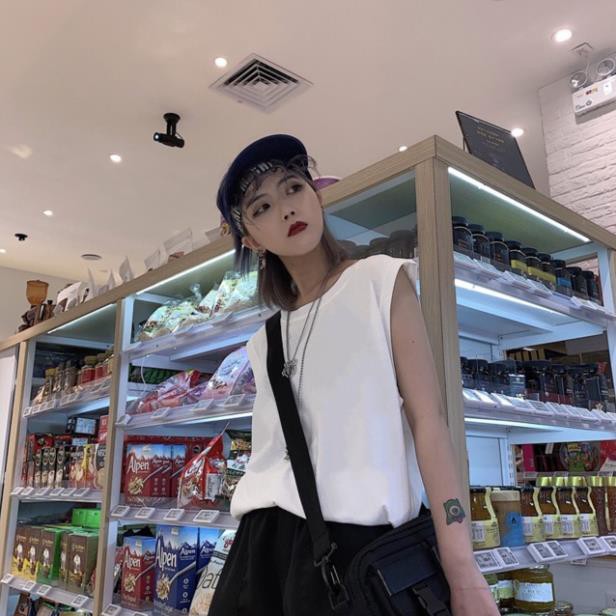 Áo thun sát nách unisex form rộng Trơn tanktop nam nữ ulzzang Wind 💯 .