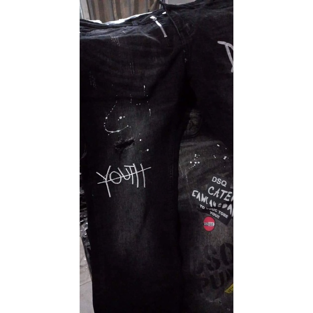 { BIGSIZE ĐẾN 130KG } (ÔM NHẸ) QUẦN  JEAN DAI ĐEN RÁCH TRE TRUNG BIGSIZE NAM