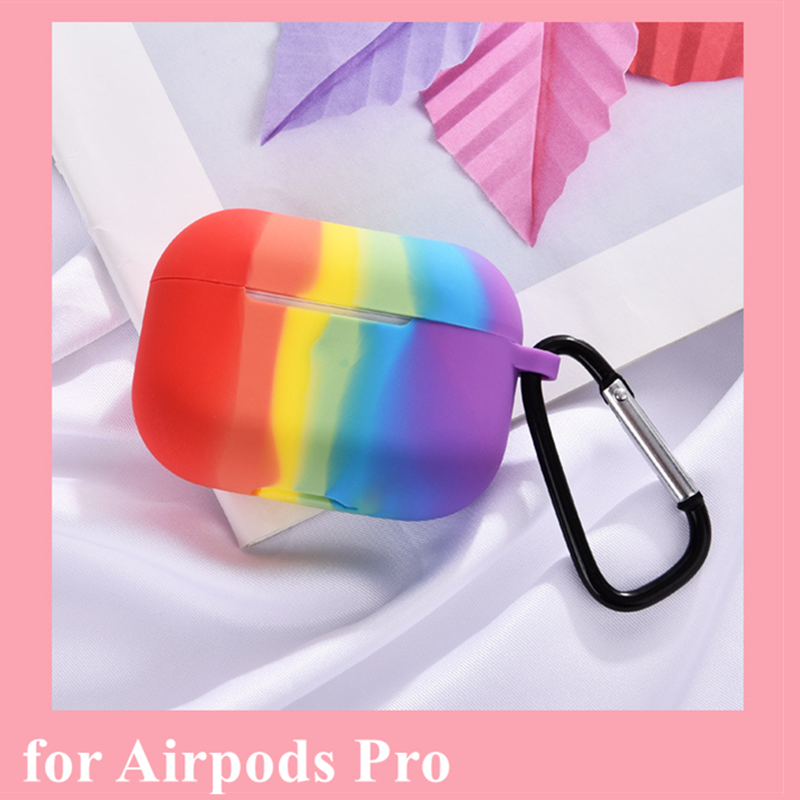 Vỏ silicon cầu vồng đựng hộp tai nghe Airpod 1 2 3 Pro