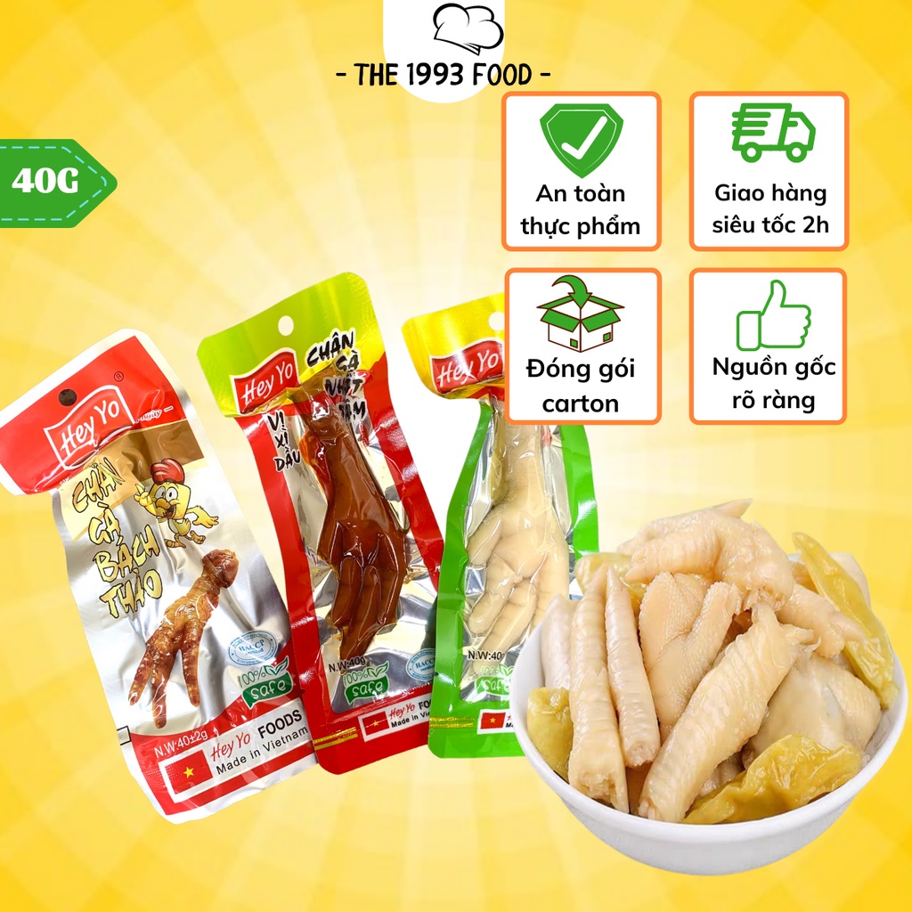 Chân gà cay ăn liền Hey yo Việt Nam, gói 40gram, date mới, ăn vặt 1993