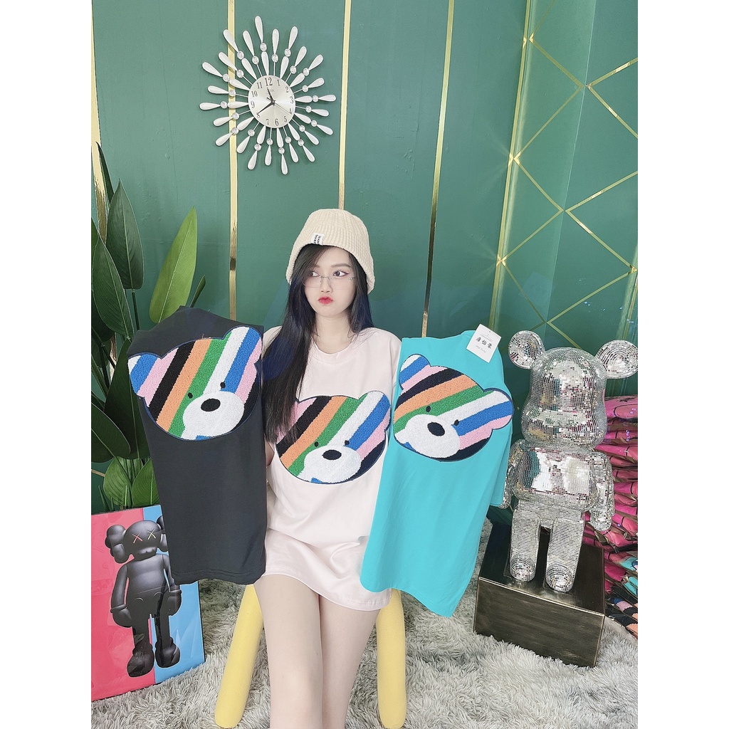 Áo Thun Hình Thêu Nổi Mặt Gấu 7 Màu Quảng Châu Cao Cấp  - AT23 | BigBuy360 - bigbuy360.vn