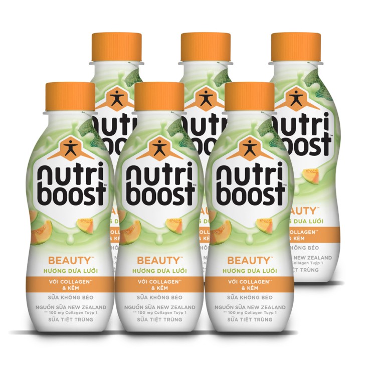 Lốc 6 chai Sữa tiệt trùng Nutriboost Beauty - Hương dưa lưới 220ml/chai