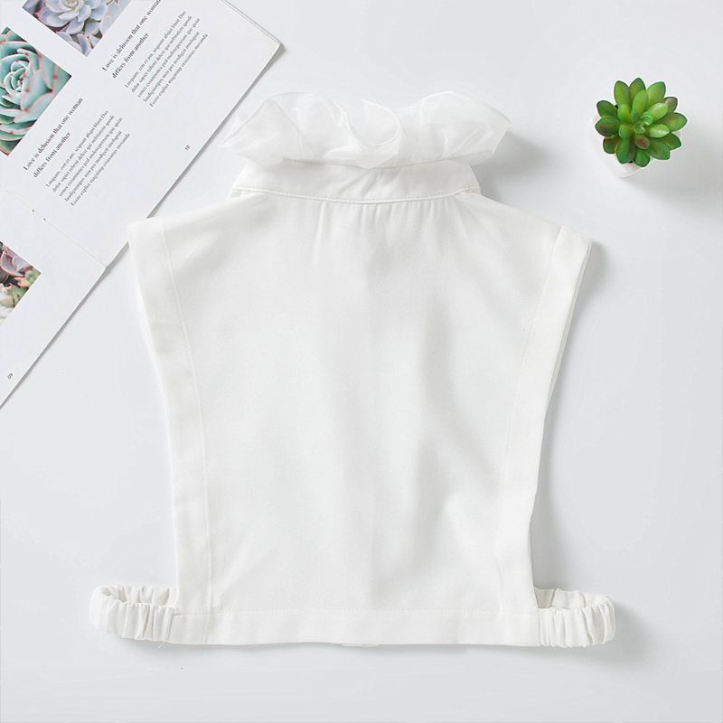Áo Chiffon Cổ Đứng Giả Nhún Bèo Màu Trơn Kiểu Hàn Quốc Thời Trang Thu Đông Cho Nữ