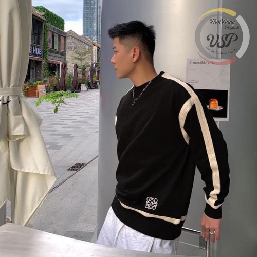sweater nam áo nỉ nam phối viền tay kiểu dáng hàn quốc, chất liệu nỉ siêu đẹp | BigBuy360 - bigbuy360.vn