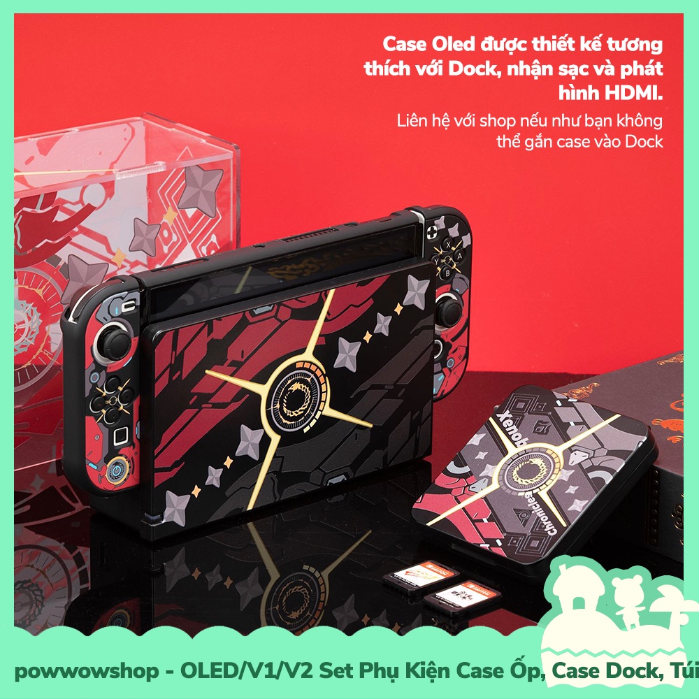 [Sẵn VN - Hỏa Tốc] Oled/V1/V2 Set Phụ Kiện Túi, Case Máy, Case Dock, Hộp Băng Nintendo Switch Phong Cách Xenoblade 3