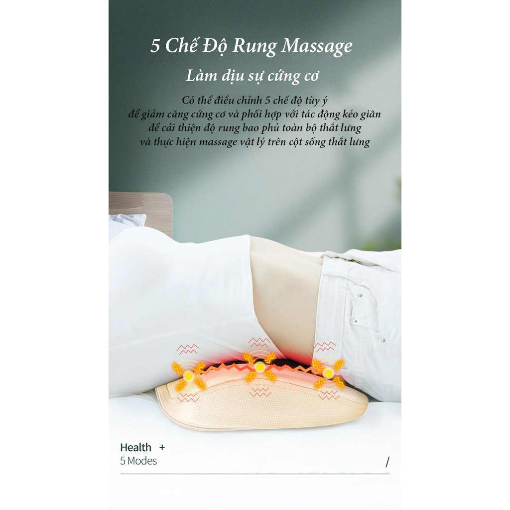 Máy Massage Lưng Eo Vùng Thắt Lưng Với 6 Chế Độ Massage, Sử Dụng 4 Đầu Xung Điện Tần TENS Giúp Cột Sống Lưng Eo Khỏe Mạn