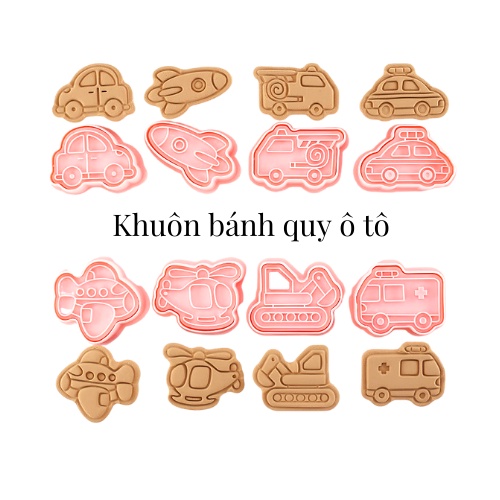 Khuôn bánh hình ô tô, xe tải khuôn làm bánh quy ăn dặm cookie 3D pony peppa pig khủng long, chó cứu hộ