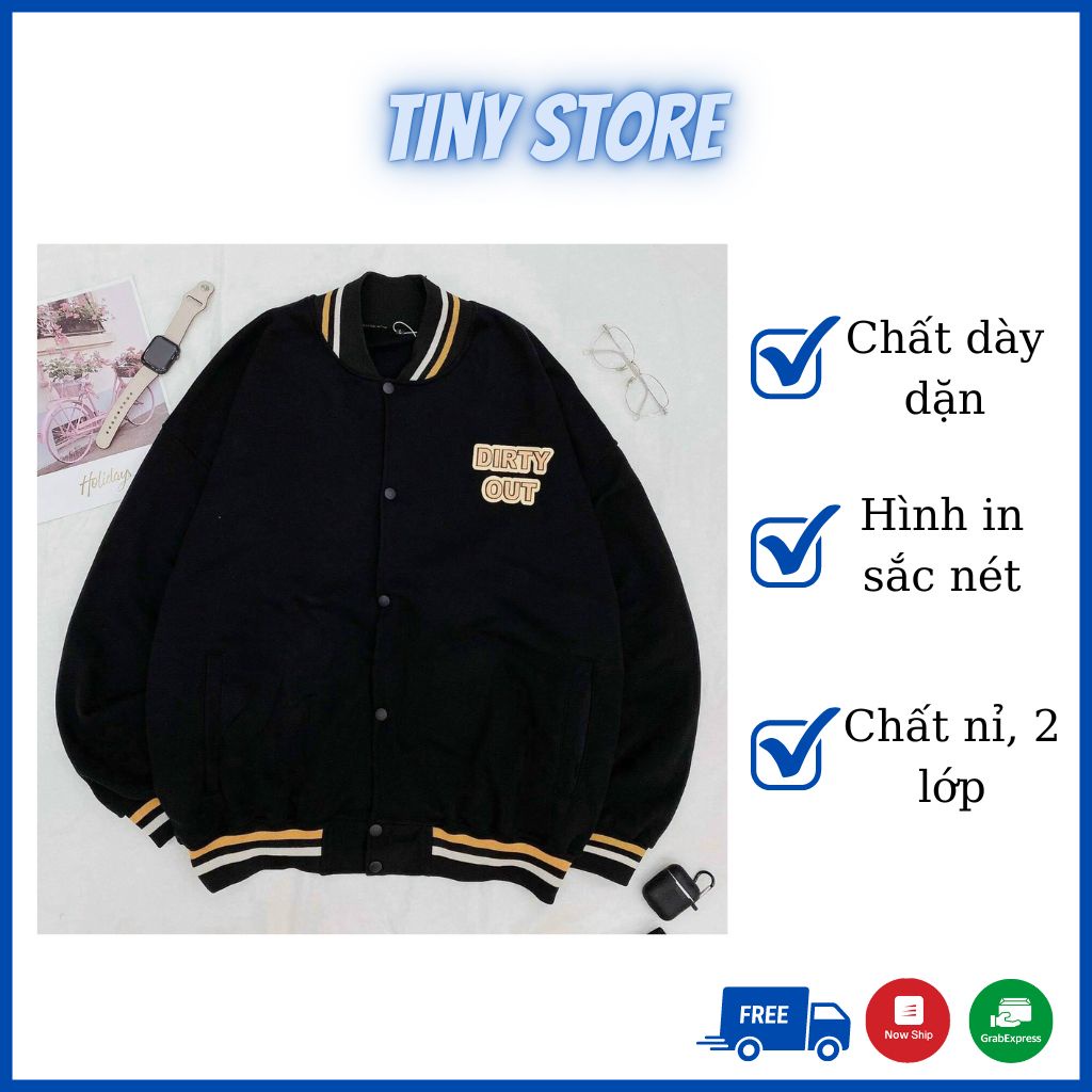 Áo khoác bomber nỉ Dirty Out chất dày dặn [Tiny Store]