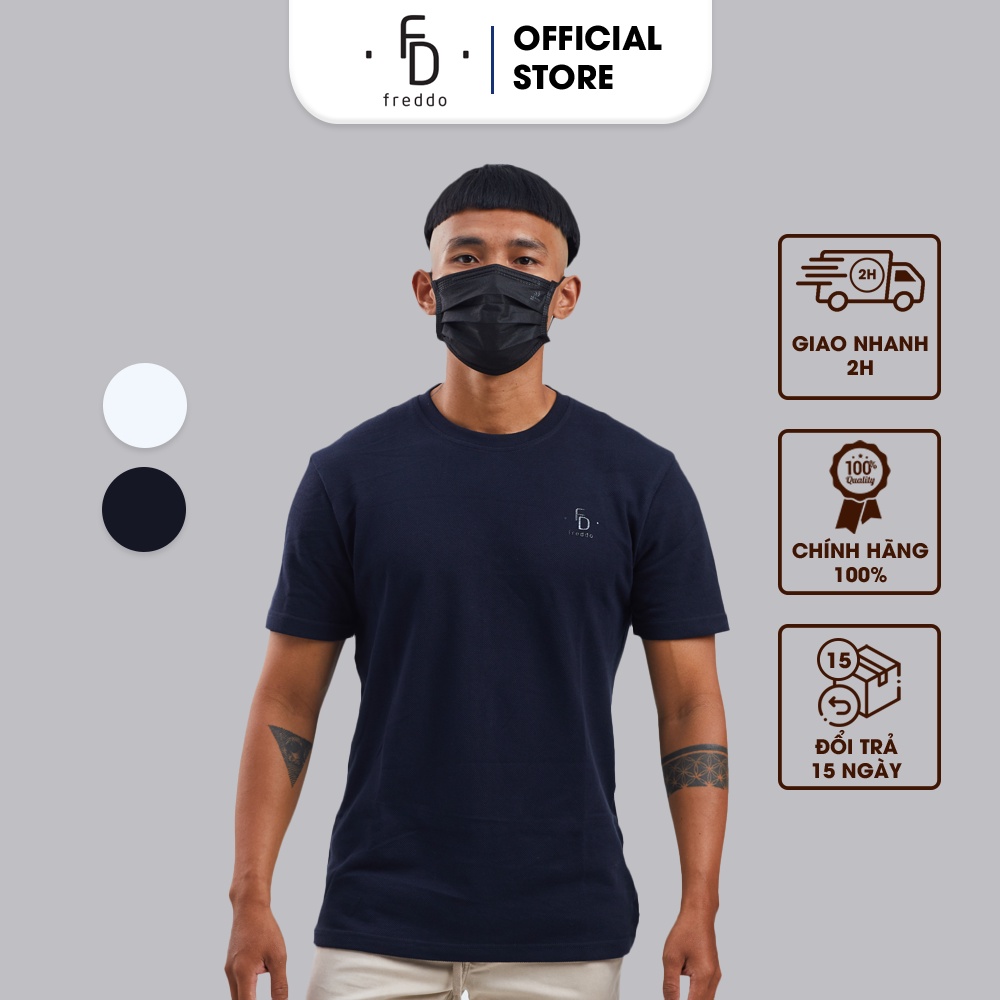 Áo thun Nam Freddo phông trơn cổ tròn form rộng vải cá mập dệt tổ ong thoáng mát dày dặn 2 màu