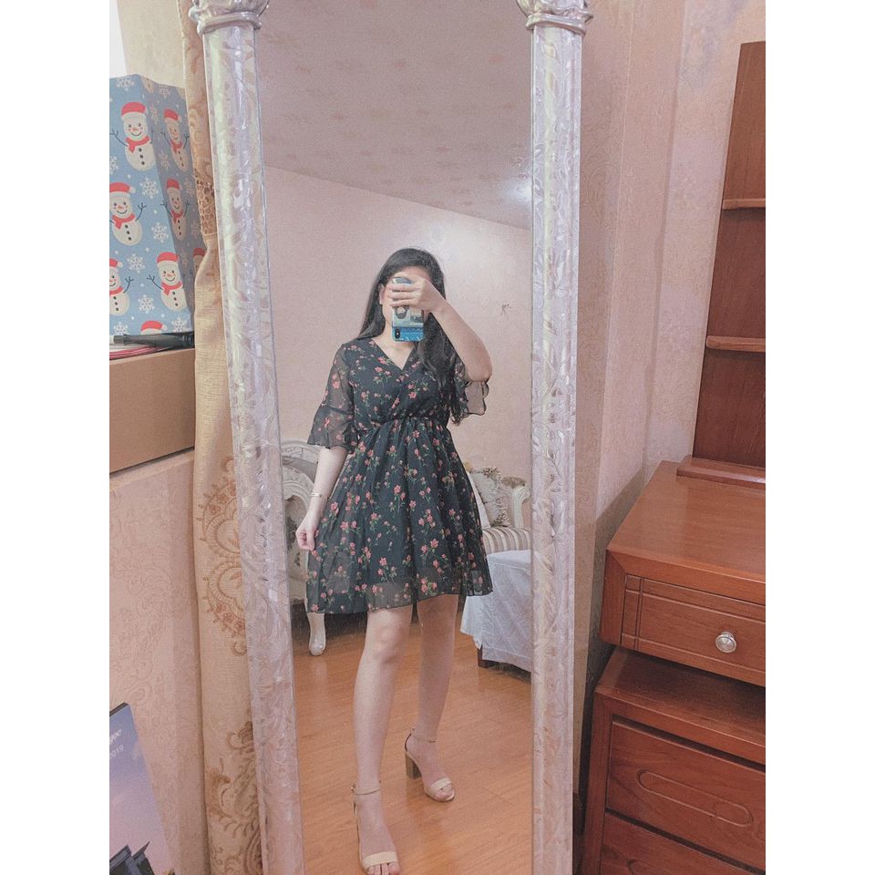Váy hoa nhí vintage dáng xòe bánh bèo tay lỡ 2 lớp, Đầm hoa nhí kiểu babydoll ulzzang Hàn Quốc V10 - Peyy Clothing | BigBuy360 - bigbuy360.vn