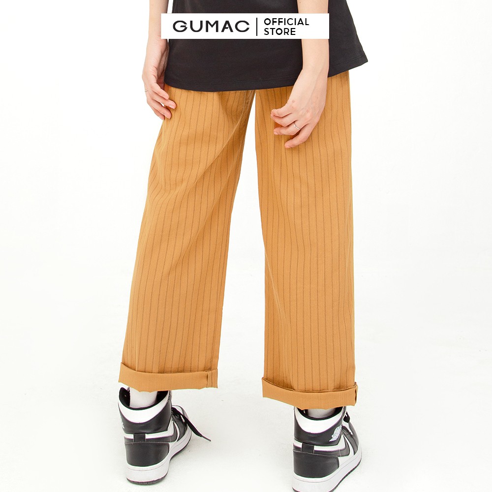 [Mã WABRGU72 giảm 10% tối đa 50k đơn 250k] Quần tây nữ ống rộng xếp ly GUMAC kẻ sọc nhiều màu QB588 | BigBuy360 - bigbuy360.vn