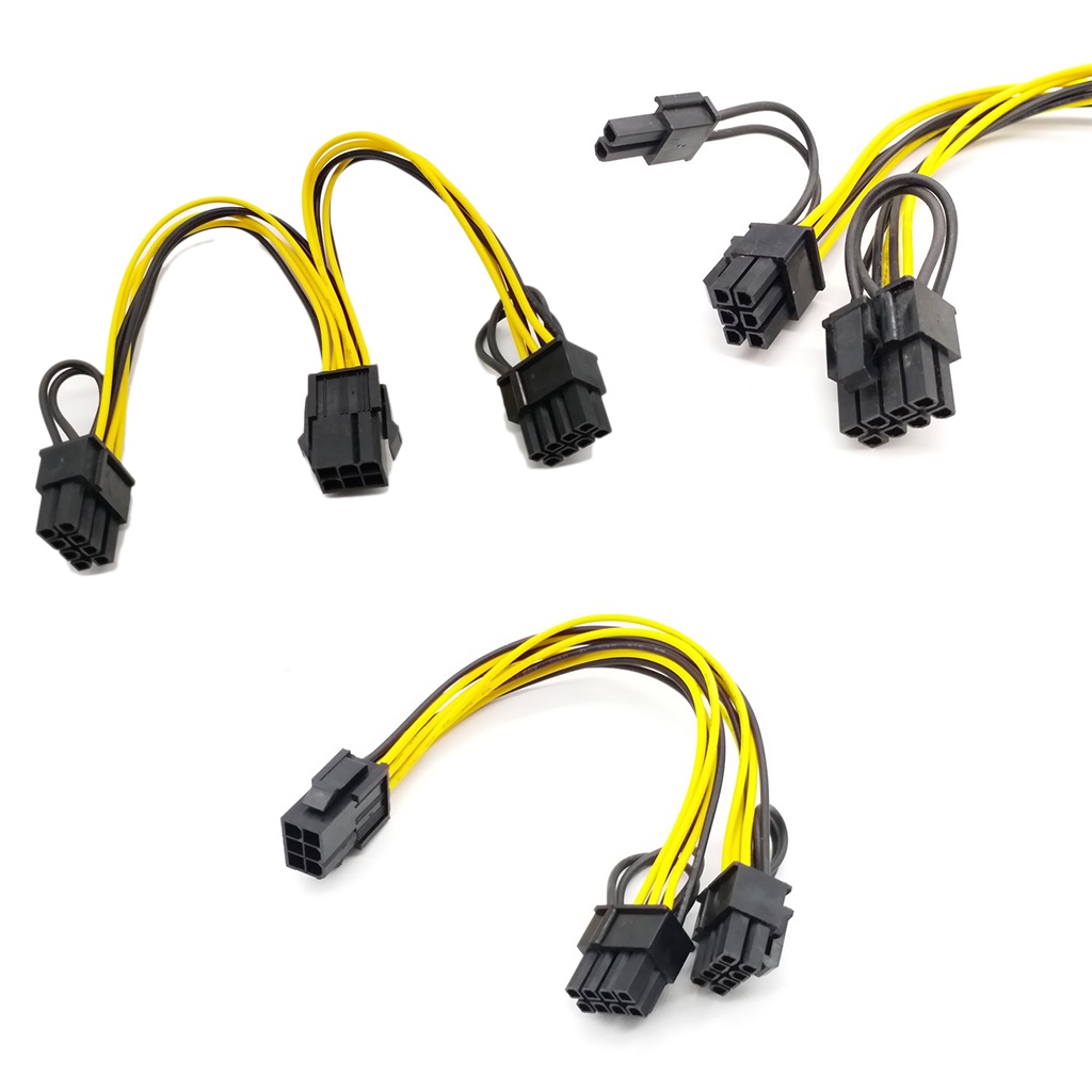 Dây cáp nguồn VGA nối dài 8 pin cho card màn hình, 8 pin PCI ra 8 pin PCI, dài 22cm - 32cm, chuẩn 18AWG dây Vàng Đen