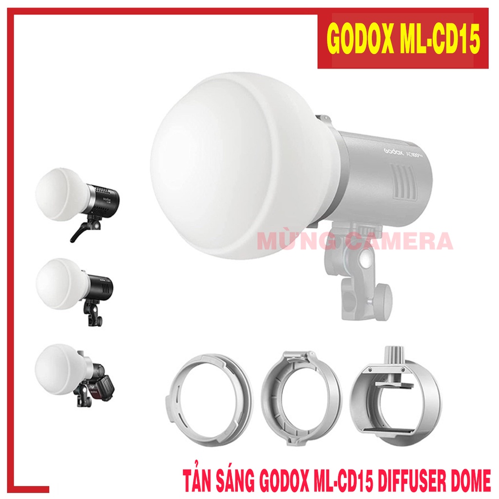 Bộ thiết bị khuếch tán GODOX ML-CD15 với 3 đầu chuyển đổi cho đèn flash chụp ảnh studio