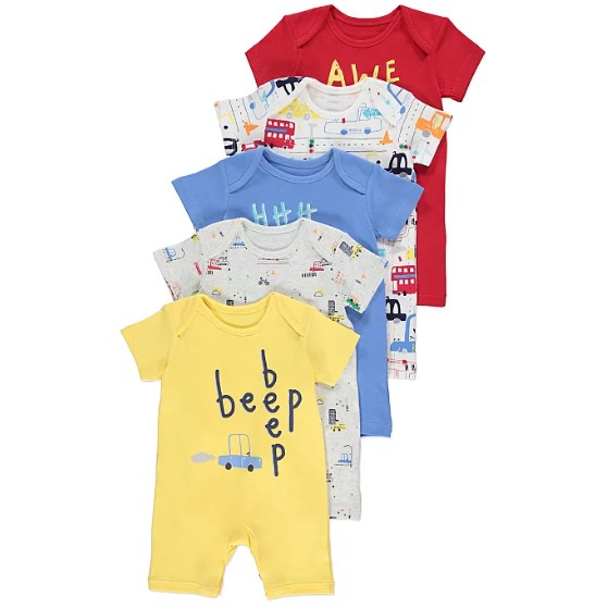 Set 5 romper body đùi áo liên quần George size 9-12, 12-18m_hàng chính hãng Anh