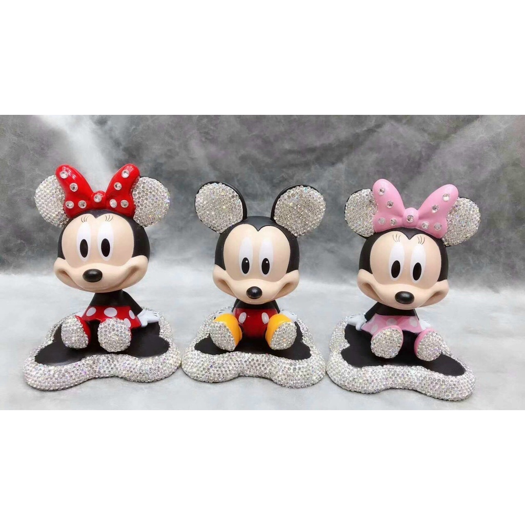 Decor - Chuột Mickey Đính Đá Để Taplo, Trang Trí Ô Tô, Nhà Cửa,...(Tặng Thảm)