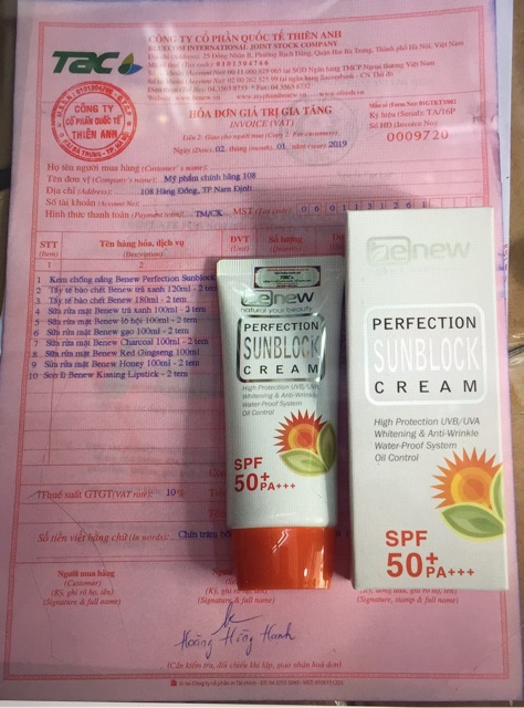 Kem Chống  Nắng Trắng Da BENEW PERFECTION 50ml