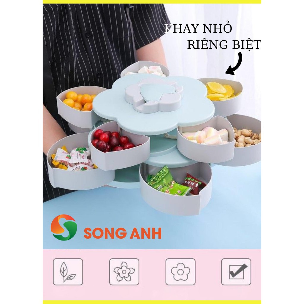 Khay Đựng Bánh kẹoTết 2 Tầng, Hộp Đựng Mứt Tết 2021 Cao Cấp Có Khe Để Điện Thoại (Hàng Có Sẵn) Loại 1