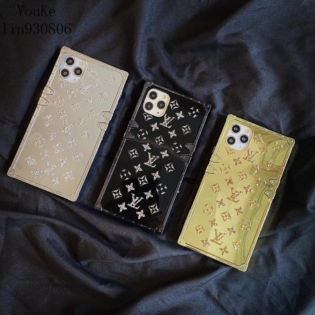 Ốp Điện Thoại Hình Vuông Họa Tiết Lv Gắn Gương Phối Vân Kim Cương Cho Iphone 12mini Xr Se2 11 12pro Max | BigBuy360 - bigbuy360.vn
