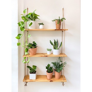 Kệ Treo Tường 3 Tầng - Kệ Trang Trí Dây Thừng Để Cây Cảnh