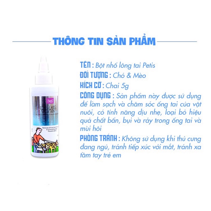 Bột nhổ lông tai Petis cho chó mèo