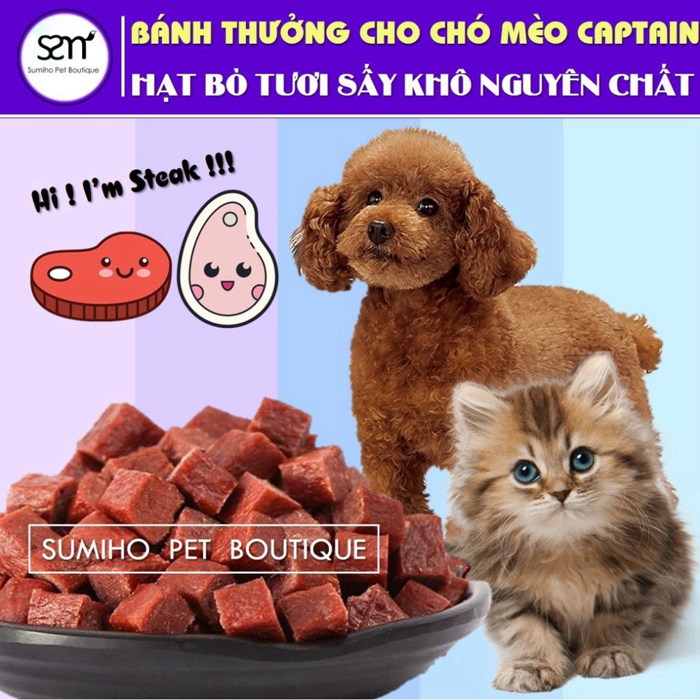 * Hạt bò tươi sấy khô nguyên chất Captain (500gr) Bánh thưởng cho chó Sumiho vb14s -