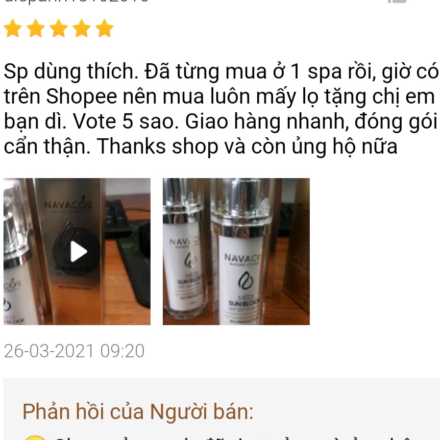 Kem chống nắng spf 50, kem chống nắng da dầu, kem chống nắng da khô, kem chống nắng cho nam NAVACOS Medi Sun block 30ml