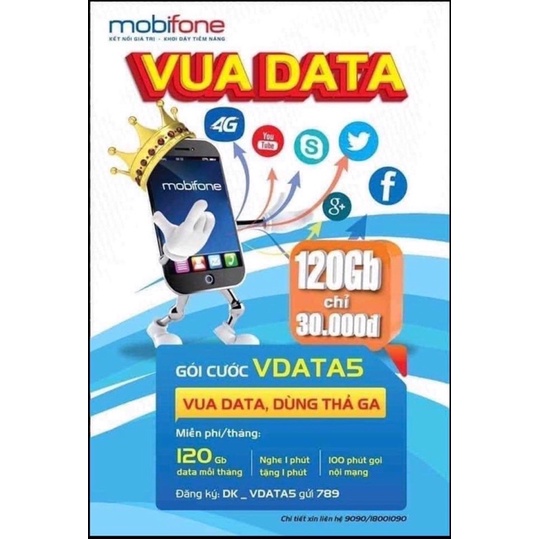 Sim MOBIFONE 4G DIP50 C50N S50 C90N VDATA5 1 tỷ Gb tốc độ cao