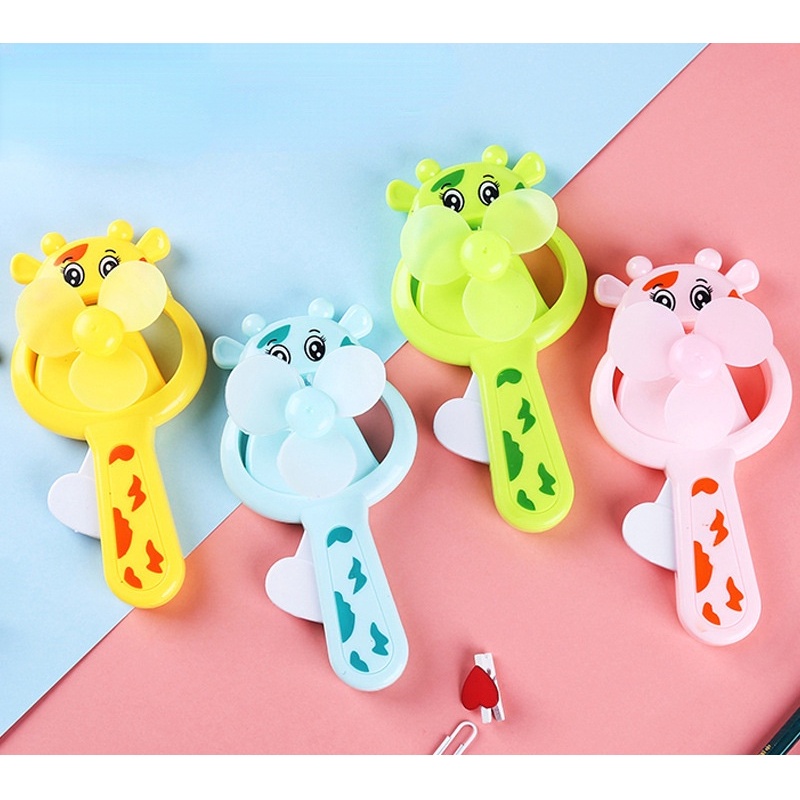 Quạt Cầm Tay Mini Dạng Nhấn Họa Tiết Hoạt Hình Sáng Tạo Dễ Thương Cho Trẻ Em