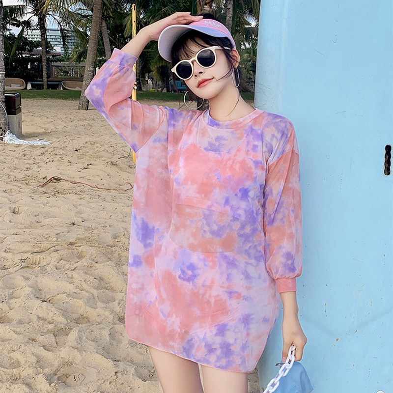 Bộ đồ bơi IELGY ba mảnh tay dài size lớn thời trang mùa hè cho nữ