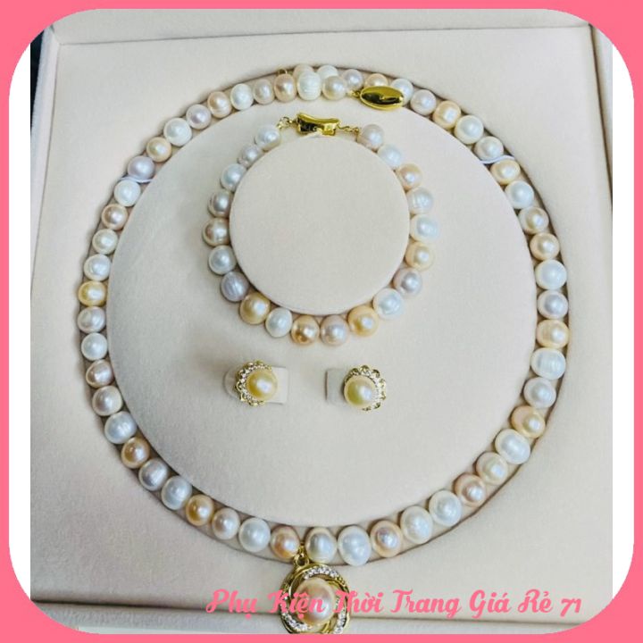 Bộ Trang Sức Nữ Vòng Ngọc Trai Nhân Tạo Tứ Quý 10 li Sang Chảnh - Hàng Cao Cấp Bảo Hành Không Bong Tróc0