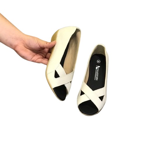 Giày đế xuồng nữ búp bê 3p Lunashoes (25804) hở mũi da thật cao cấp dễ đi kiểu Hàn quốc nhiều màu giầy cho mẹ trung niên
