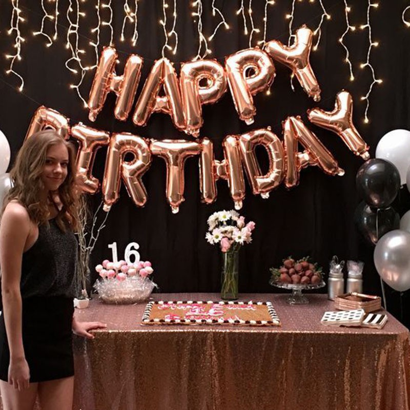 Bong Bóng Tráng Nhôm 16 inch Hình Chữ Happy Birthday Dùng Trang Trí Tiệc Sinh Nhật
