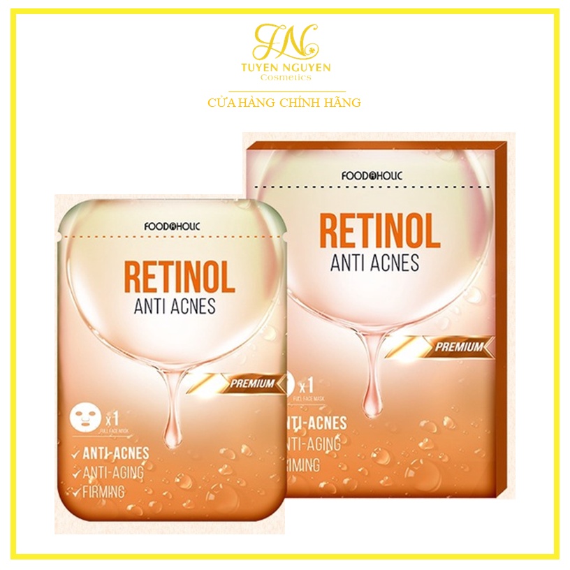 Hộp 10 Mặt nạ Retinol Foodaholic  Anti Acnes Mask giảm mụn, tái tạo da  23ml - RETINOL