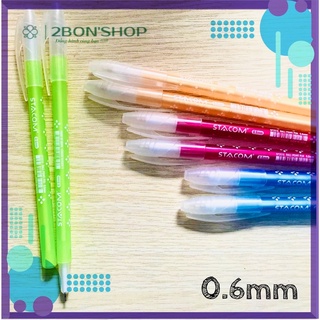Bút bi sắc màu ấn độ 0.6mm bp2016 stacom - mực xanh | bút bi học sinh sắc màu bp2016