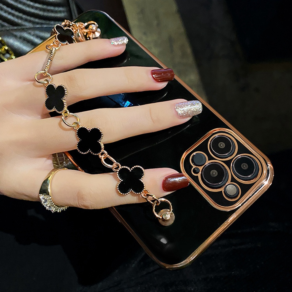 Ốp Điện Thoại Hình Vuông Có Dây Đeo Tay Sang Trọng Cho IPhone 11 12 13 14 Pro Max Mini 7 8 Plus X Xr Xs Max SE2020 11pro