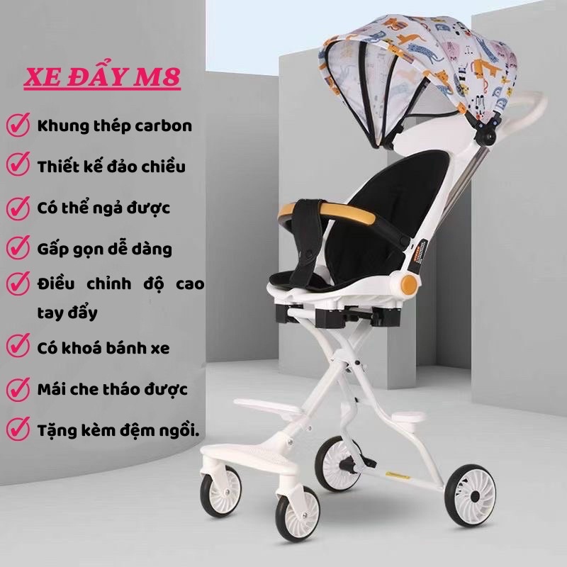 XE ĐẨY GẤP GỌN 2 CHIỀU M8 TIỆN LỢI CHO BÉ TỪ 3 THÁNG TUỔI