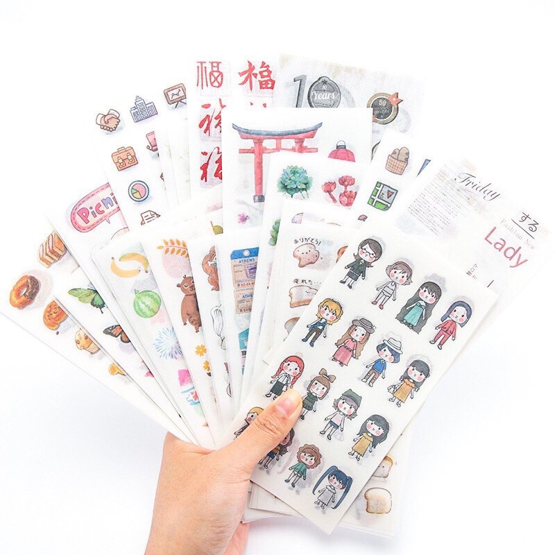 Set 6 tấm stickers trang trí sổ tay