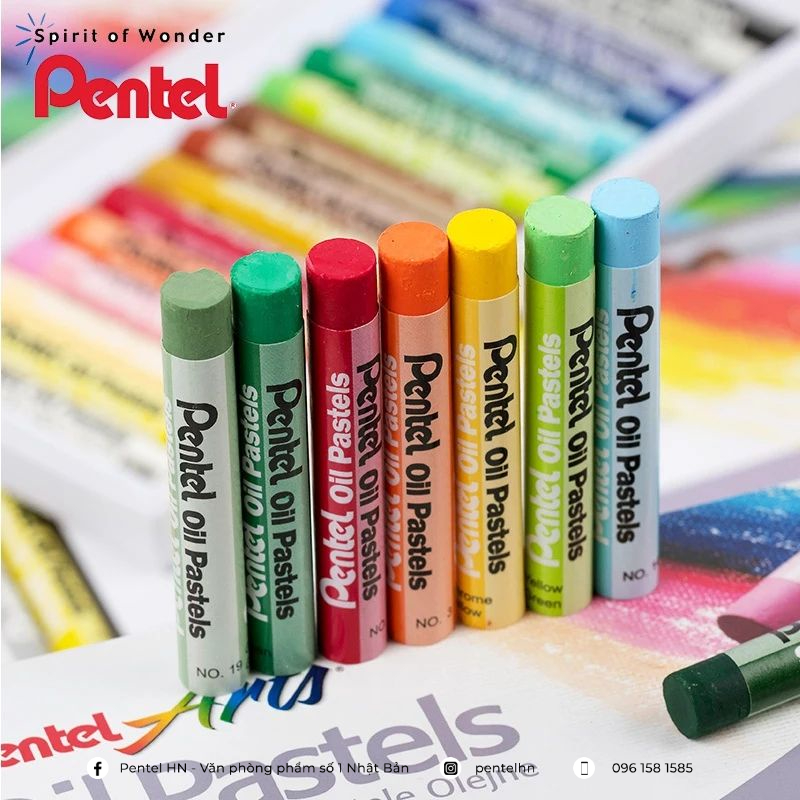 Sáp Màu Dầu Pentel Oil Pastel 25 màu PHN-25 | Màu Sắc Tươi Sáng | An Toàn Không Độc Hại