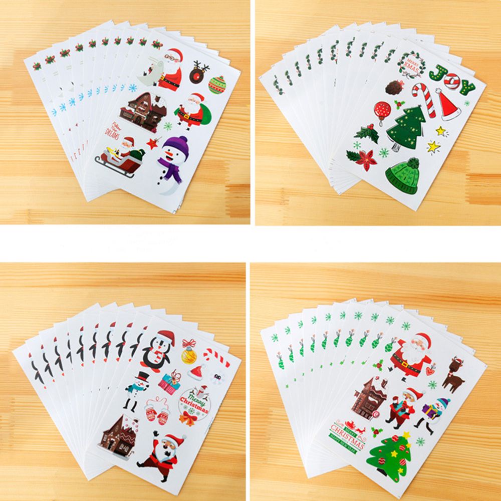 Bộ 10 Miếng Dán Trang Trí Hộp Quà Hình Cây Thông/Động Vật Hoạt Hình Dễ Thương