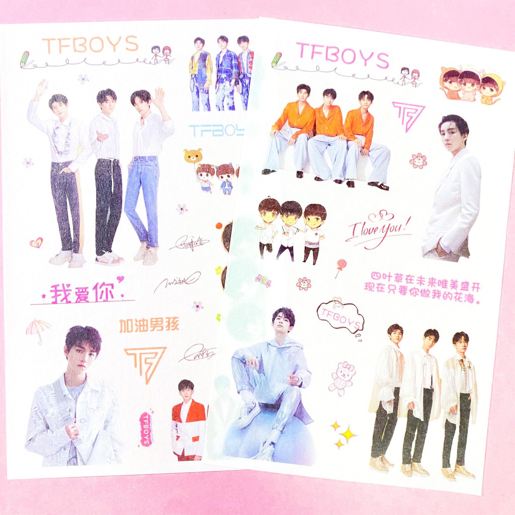 Ảnh dán sticker in hình TFBOYS Dịch Dương Thiên Tỉ Vương Tuấn Khải Vương Nguyên thần tượng idol
