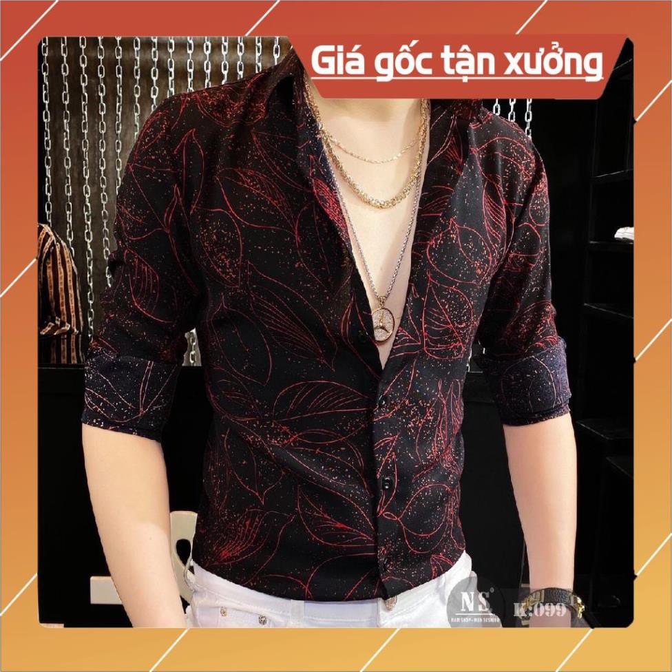 Áo sơ mi nam có cổ sơmi đôi đẹp hàn quốc giá rẻ chiếc lá đỏ TCS