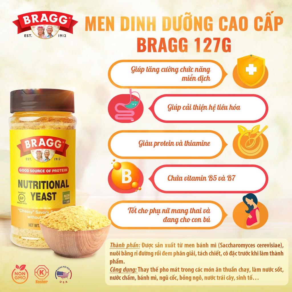 Men dinh dưỡng cao cấp Bragg 127g nhập khẩu Mỹ