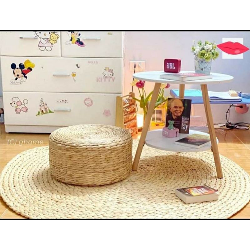 Thảm lục bình ,Thảm cói tròn trải sàn chụp ảnh hàng xuất khẩu loại 1 HƯNG PHÚC size 1m8