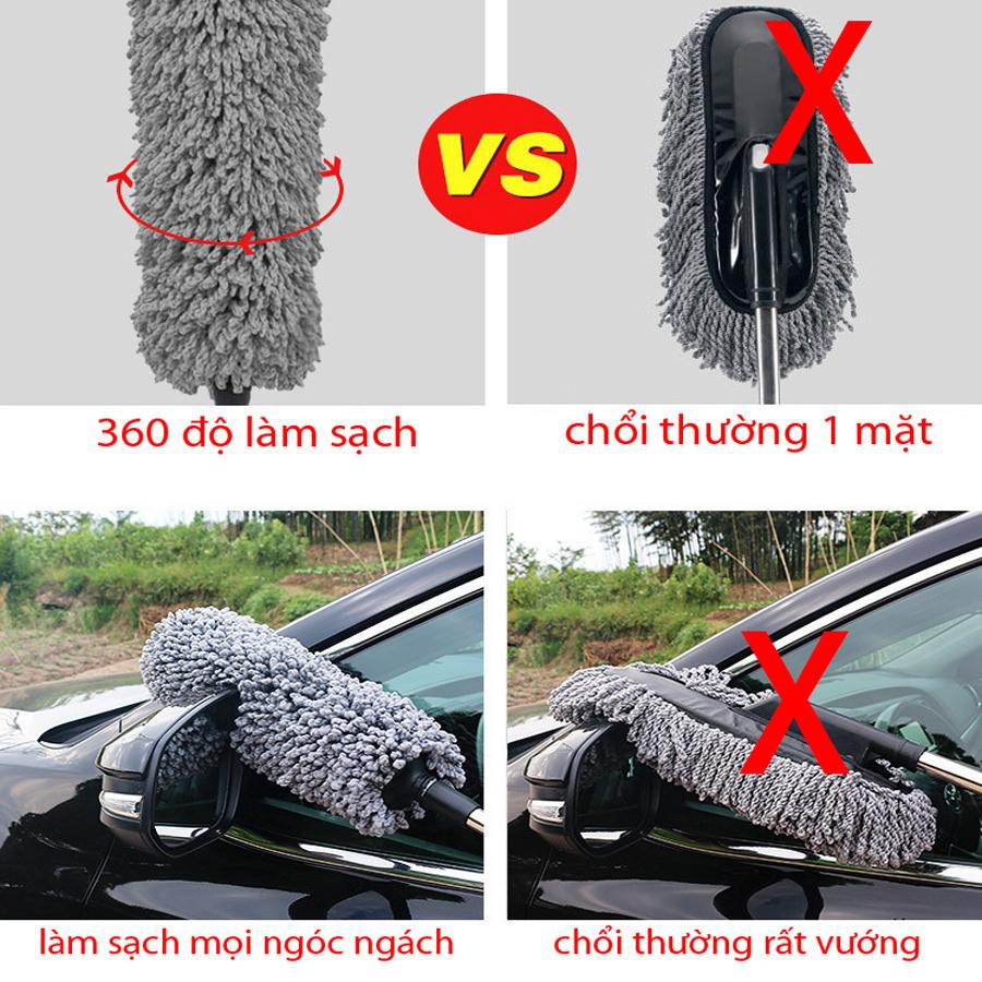 Chổi Lau Bụi Sợi Dầu Đa Năng, Vệ Sinh Xe Ô Tô Nhà Cửa, Cán Rút Gọn