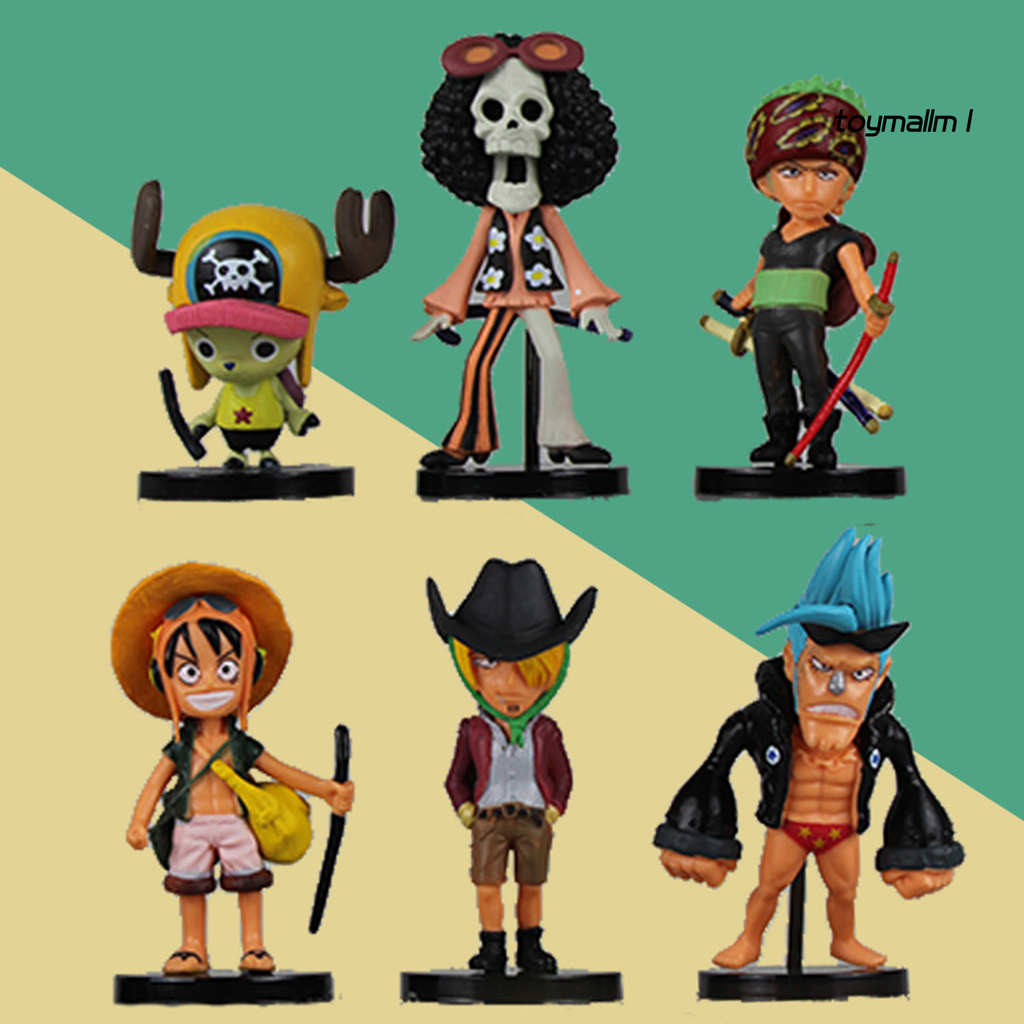 toymall 6Pcs Anime One Piece Luffy Chopper Zoro Model Figure Toys Home Ornaments Decor