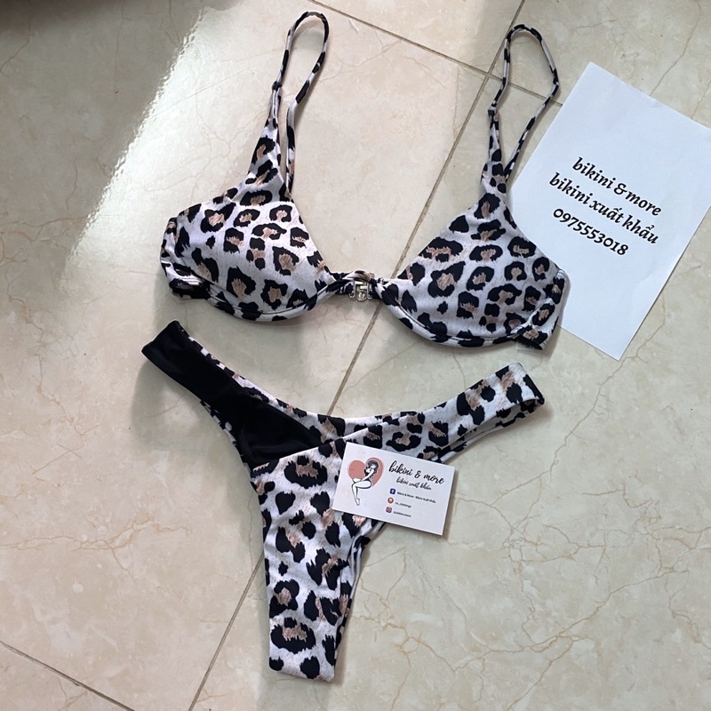 [BKN1079] &lt;ÂU&gt; SET BIKINI BEO MIX ĐEN QUẦN THONG/LỌT KHE (CÓ GỌNG)