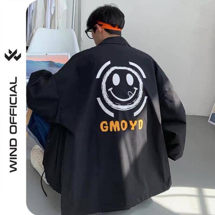 Áo khoác dù cardigan unisex form rộng Mặt Cười nam nữ thời trang kim gia bao đẹp