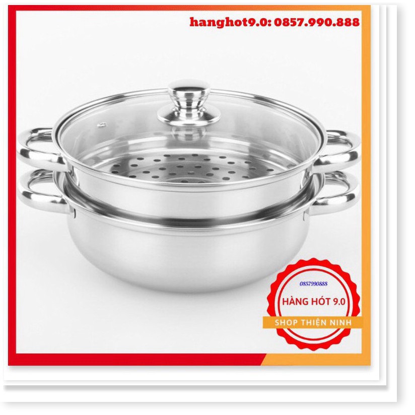 [Rẻ Vô Địch] Nồi hấp 2 tầng inox, nồi hấp xôi, bánh bao size 28cm chất lượng tốt