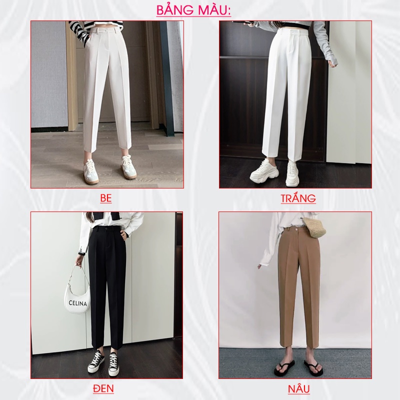 Quần Baggy Nữ MIN19 Quần Tây Nữ Công Sở Lưng Cao Cạp Cao Dáng Dài Bigsize Màu Đen Nâu Be Thời Trang Hàn Quốc