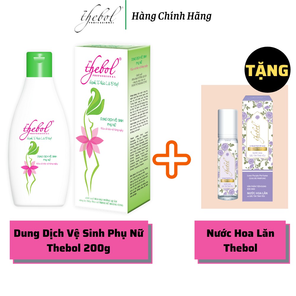 Dung dịch vệ sinh phụ nữ cao cấp Thebol 200g + Nước hoa lăn sắc tím tình yêu Thebol 8ml